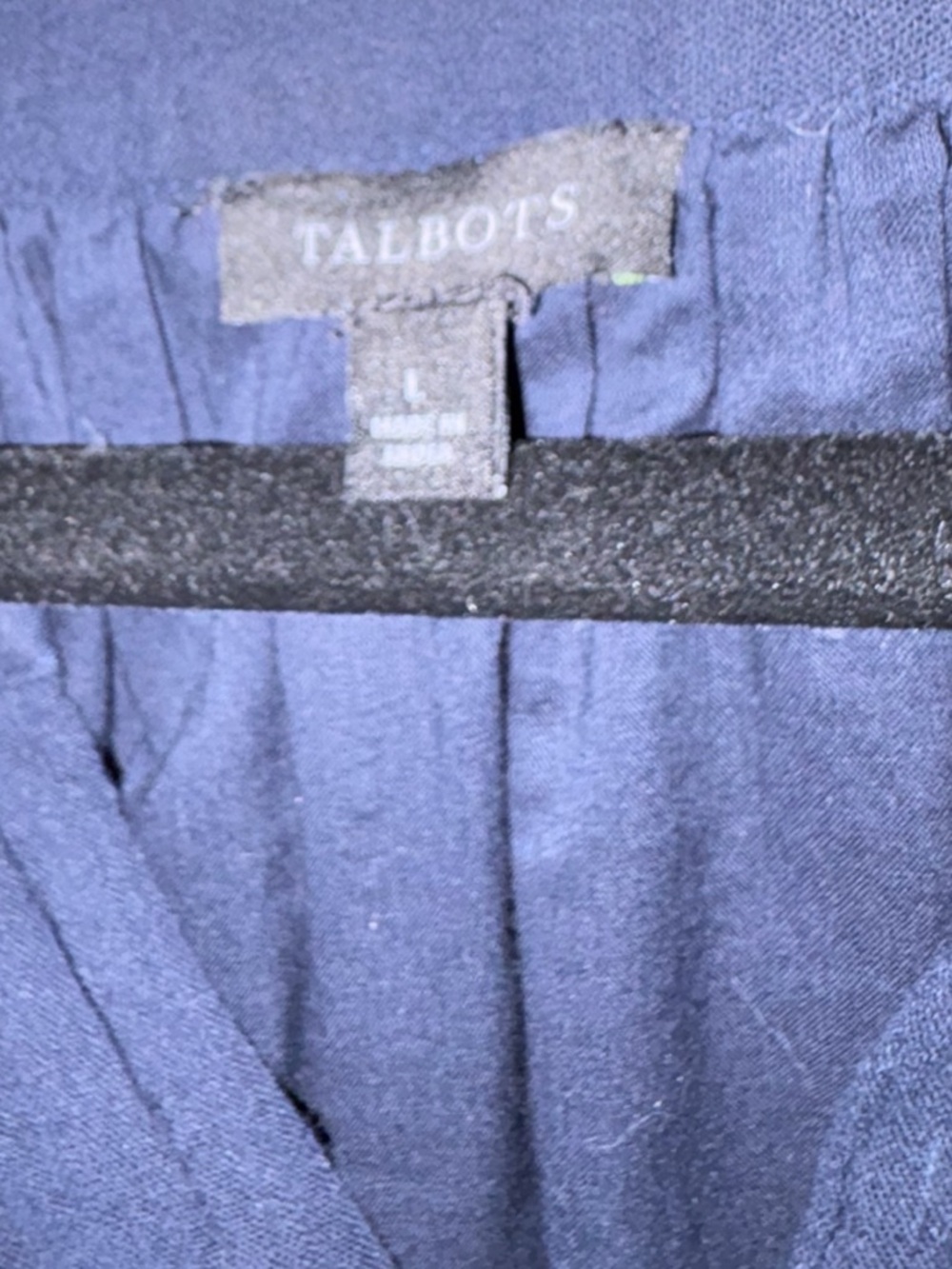 Talbots Navy Tiered Peasant Dress Lace Trim Boho Romantic Midi Size L - Picture 2 of 12
